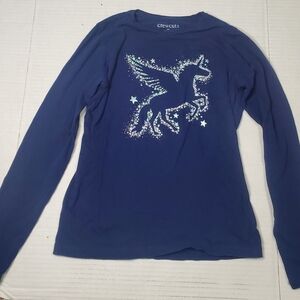 Crewcuts Navy Long-Sleeve Tee with Sparkle Pegasus Graphic 10/11